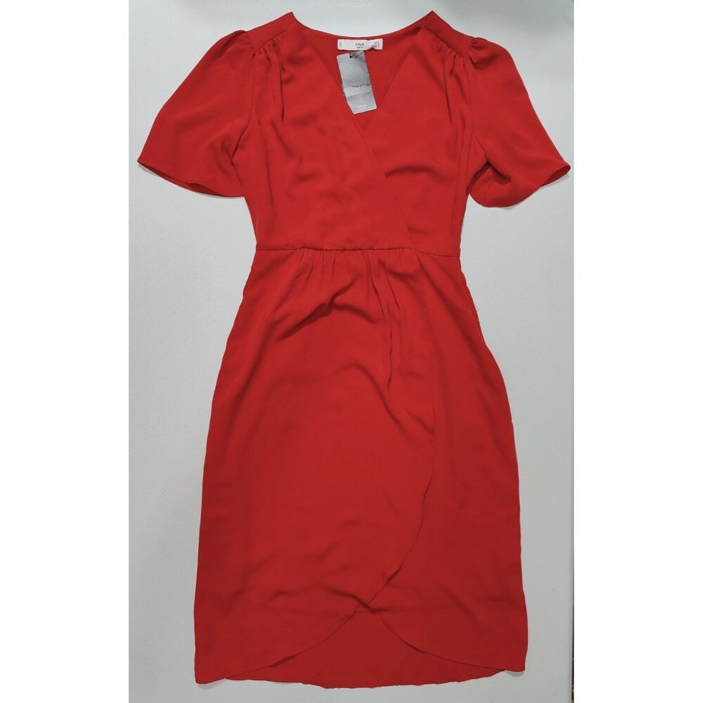 Mango Women's Red Faux Wrap Dress Size XS